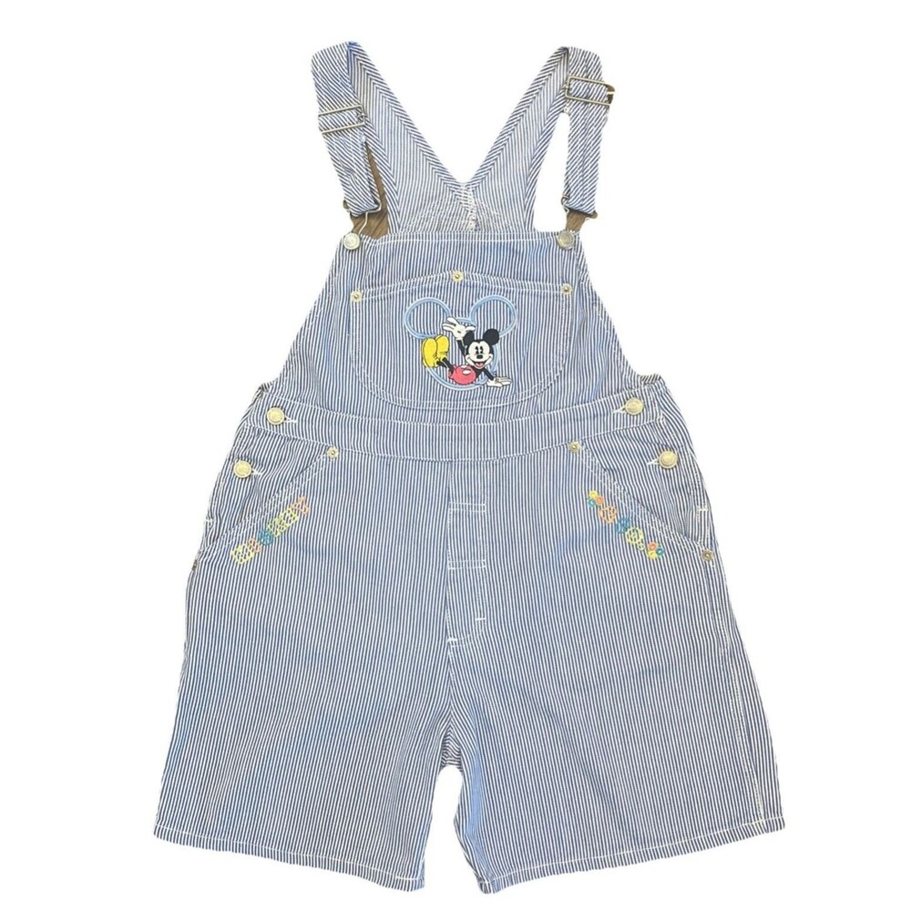 Vintage 90s Mickey And Co Overalls Shorts Embroidered Disney Denim Kids Size 10
